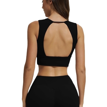 Sutien sport de yoga fără spate, cupe fixe integrate, susținere înaltă, Push-Up rezistent la șocuri, bretele late, material respirabil din Spandex