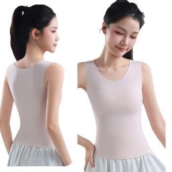 Vesta termică cu glugă pentru adolescente, căptușită cu fleece, top de tip sutien cu perne pentru sân, țesătură nylon, grosime 201–250 g/m², model animal