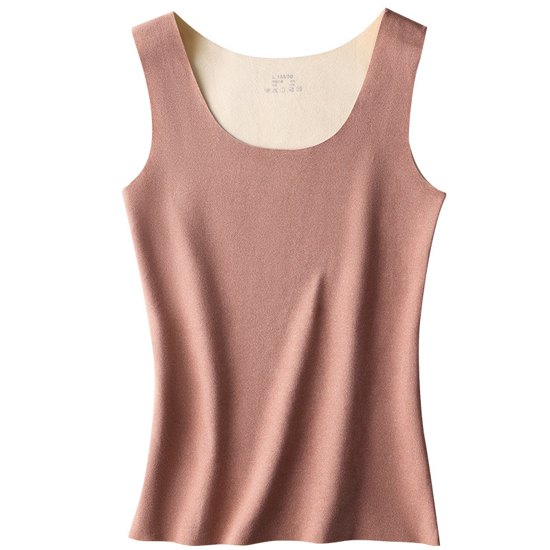 Vestă termică pentru bază, căptușită cu fleece, culoare solidă, poliester, guler în formă de U, stil pulover, țesătură groasă 251–300 g/m²