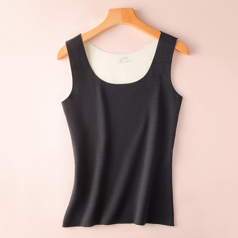 Vestă termică pentru bază, căptușită cu fleece, culoare solidă, poliester, guler în formă de U, stil pulover, țesătură groasă 251–300 g/m²