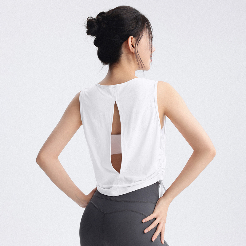 Moterų jogos topas - greitai džiūstantis, kvėpuojantis, vasaros 2025 fitneso apranga pilates ir bėgiojimui