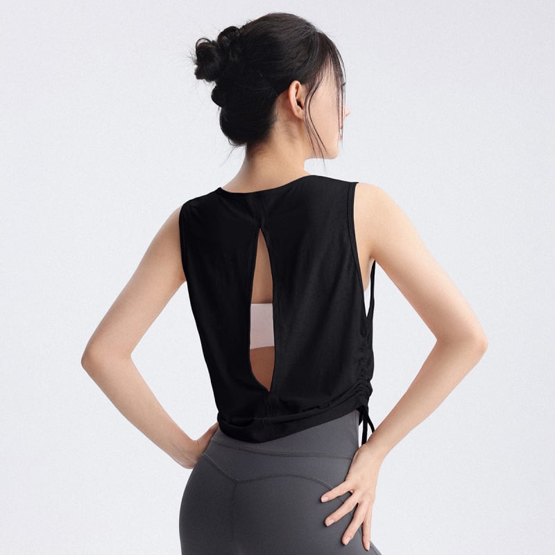 Moterų jogos topas - greitai džiūstantis, kvėpuojantis, vasaros 2025 fitneso apranga pilates ir bėgiojimui