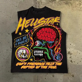 Moteriškas be rankovių topas su geometriniu raštu, siauras kirpimas, poliesteris su spandeksu, ilgis 50–65 cm, mikroelastinis, gatvės stilius