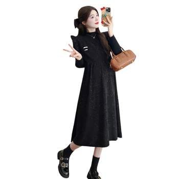 Grūtnieču komplekts rudens-ziemas, brīvs siluets, kleita ar žaketi ar zvaigžņu debesīm rakstu, divu gabalu svārku kostīms (Chenille; Spandex; <30%; svārku garums)