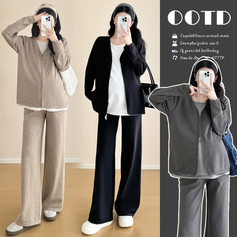 Grūtnieču kostīms - adīts materiāls, poliesters 50–70%, garas piedurknes, bikses, pavasaris un rudens