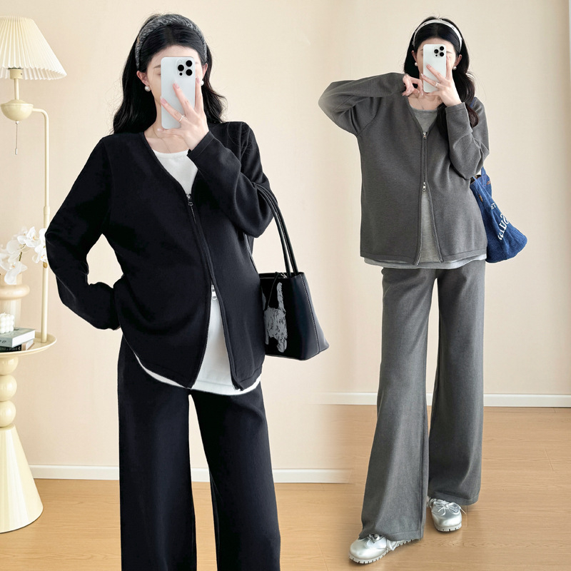 Grūtnieču kostīms - adīts materiāls, poliesters 50–70%, garas piedurknes, bikses, pavasaris un rudens