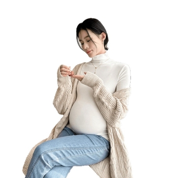 Τοπ εγκυμοσύνης με μακρύ μανίκι, στρογυλή λαιμόκοψη, μονόχρωμο, στενή γραμμή, ύφασμα 95% βαμβάκι, κατάλληλο για άνοιξη και φθινόπωρο