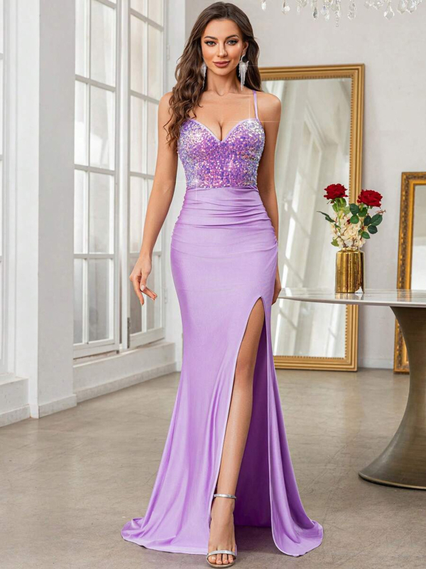 Vakara kleita bez muguras, ar dziļu V formas izgriezumu, ar augstu jostas vietu, bez piedurknēm, gara, patchwork poliesters