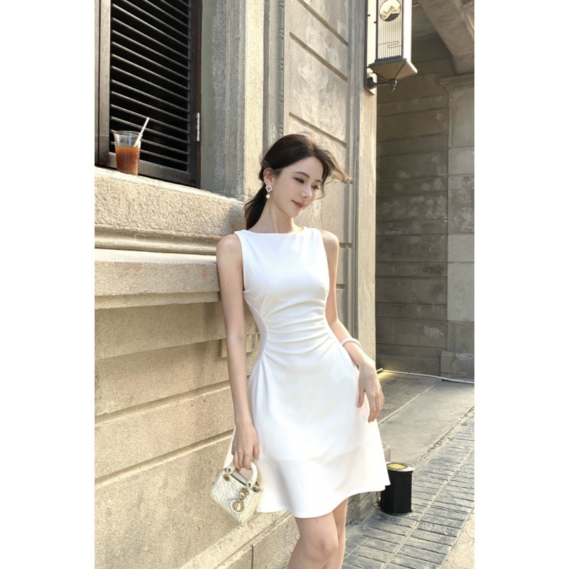 Φόρεμα από πολυεστέρα, γραμμής Α, μακρύ, στρογγυλό λαιμό, κανονικά μανίκια.