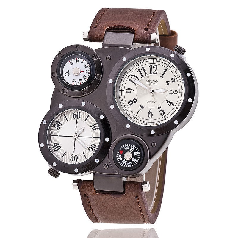 Ceas de bărbați cu mecanism quartz 68 – afișaj analog, cadran mare, curea din oțel inoxidabil, nu este rezistent la apă