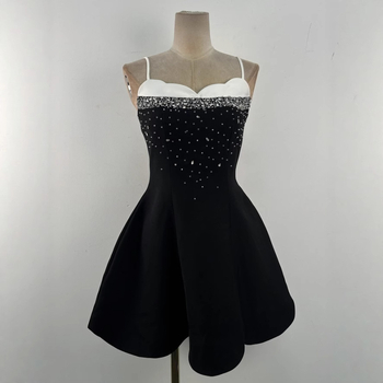 Φόρεμα με σχήμα κλεψύδρας, χωρίς τιράντες, χειροραμμένα κρύσταλλα, από Mercerized βαμβάκι, φούστα τύπου ομπρέλα