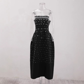 Φόρεμα με σχήμα κλεψύδρας, χωρίς τιράντες, χειροραμμένα κρύσταλλα, από Mercerized βαμβάκι, φούστα τύπου ομπρέλα