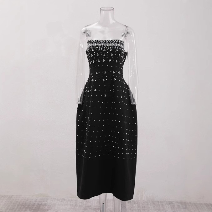 Φόρεμα με σχήμα κλεψύδρας, χωρίς τιράντες, χειροραμμένα κρύσταλλα, από Mercerized βαμβάκι, φούστα τύπου ομπρέλα