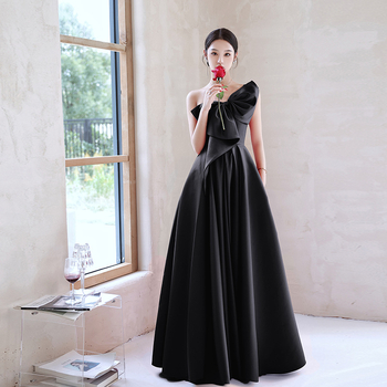 Rochie de seară din satin, fără bretele, croială în A, lungă, talie înaltă, pentru femei