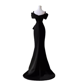 Rochie de seară cu un umăr, siluetă fishtail la talie, fustă lungă, mâneci trei sferturi, talie medie, țesătură Chenille cu poliester și elastan, toamnă 2024