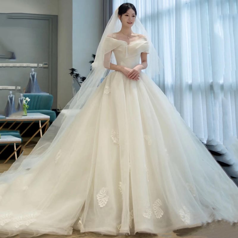 Vjenčana haljina u francuskom stilu, lagana, organza, poliesterska mješavina, bez rukava, tutu suknja