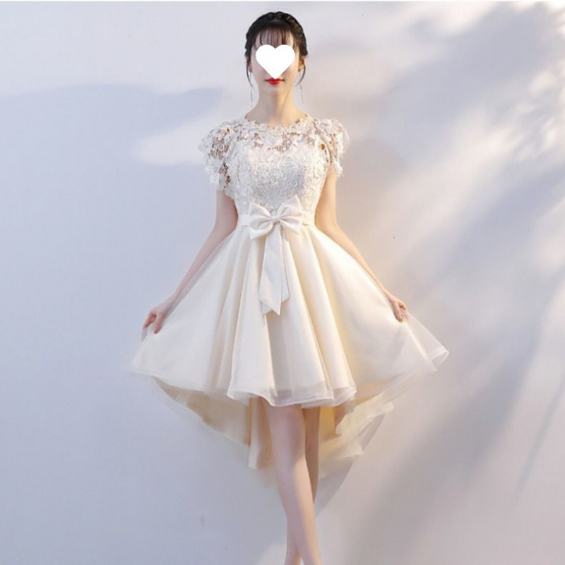 Haljina za kumu s čipkom/poliesterom, kratki rukavi, kvadratni ovratnik, midi duljina suknje, jesen 2024