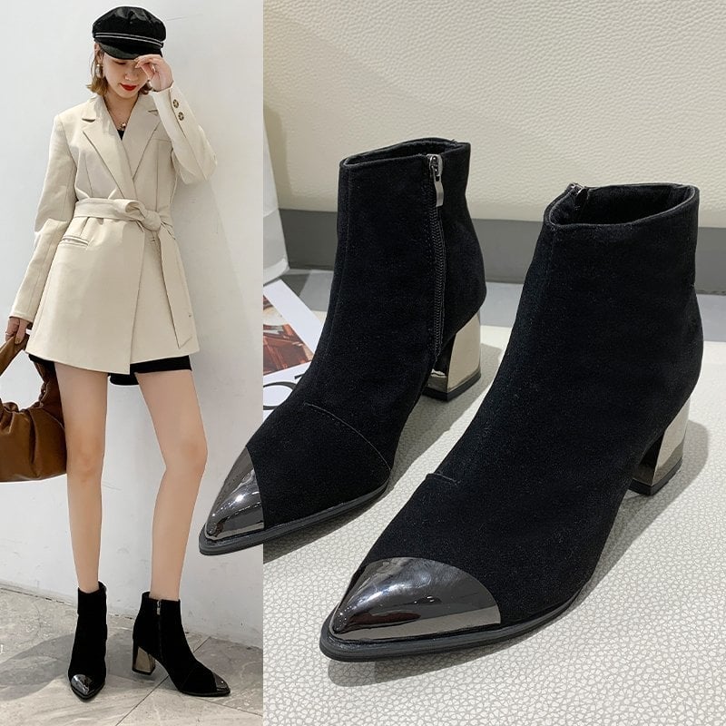Модерни дамски обувки, нови есенно/зимни модели, 2023, модерни и универсални къси ботуши в корейски стил, дамски ученически ботуши, с поларена подплата, британски ботуши Martin.