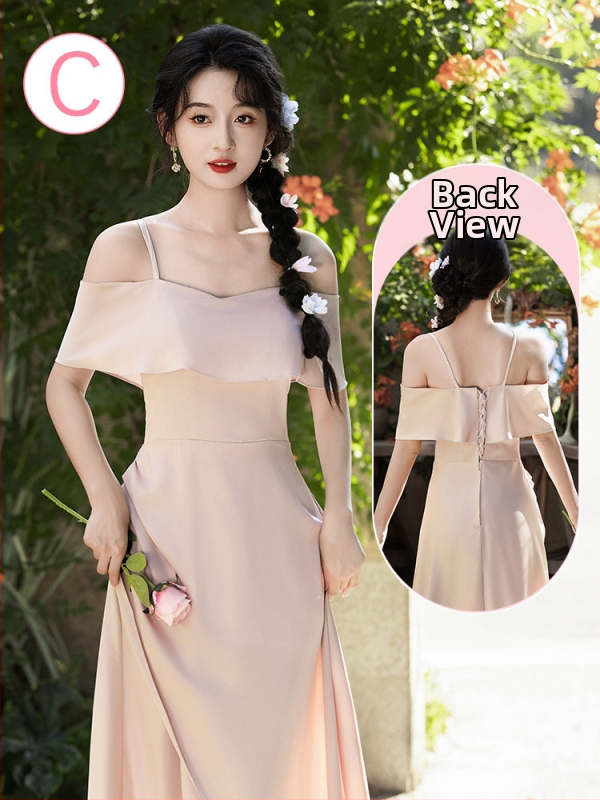 Līgavaines kleita ar augstu jostu, gara A līnija, dekolts uz vienu plecu ar dubultu apdari, princises stils