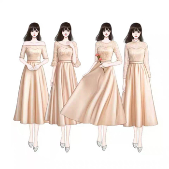 Kāzu līgavas draudzenes kleita - mežģīne, plecu atvērta, A līnija, garā svārka, 3/4 piedurknes