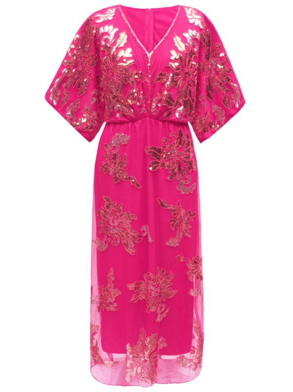 1920. gada retro vakara kleita ar pērļu un spīdumu detaļām, gara kleita, dziļš V kakla izgriezums, elastīgā josta, pusgarās/vidējās piedurknes