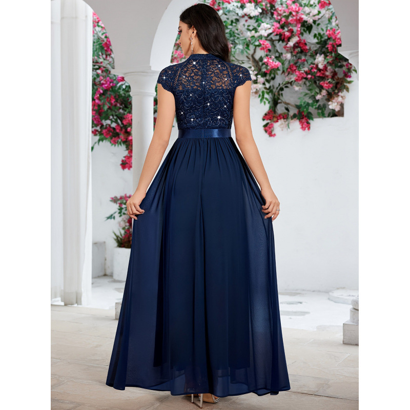 Līgavainas kleita ar fliteriem, dekolte ar kaula līniju un apaļām piedurknēm, elegants Eiropas–Amerikas stils; audums chenille, galvenā sastāva spandex; piegriezums super plāns; pavasaris 2025; sievietēm.