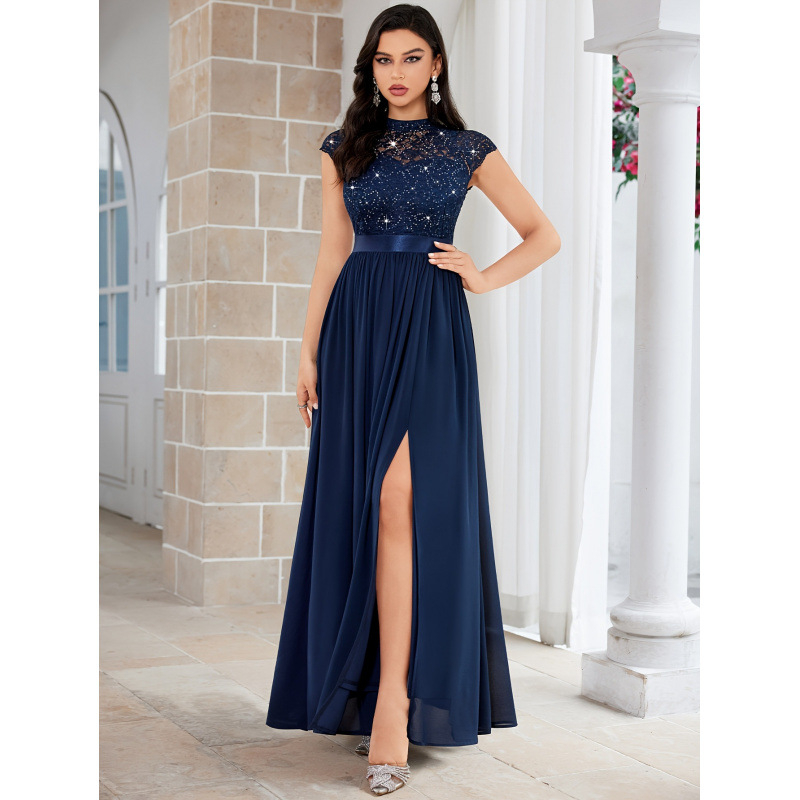 Līgavainas kleita ar fliteriem, dekolte ar kaula līniju un apaļām piedurknēm, elegants Eiropas–Amerikas stils; audums chenille, galvenā sastāva spandex; piegriezums super plāns; pavasaris 2025; sievietēm.