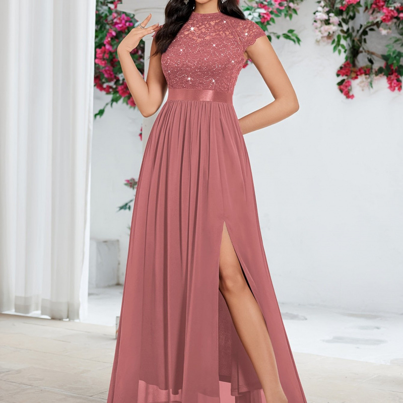 Līgavainas kleita ar fliteriem, dekolte ar kaula līniju un apaļām piedurknēm, elegants Eiropas–Amerikas stils; audums chenille, galvenā sastāva spandex; piegriezums super plāns; pavasaris 2025; sievietēm.