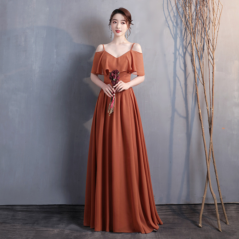 Līgavas māsu kleita, īsas piedurknes, Itāļu apkakle, poliester audums, kāzu laikā