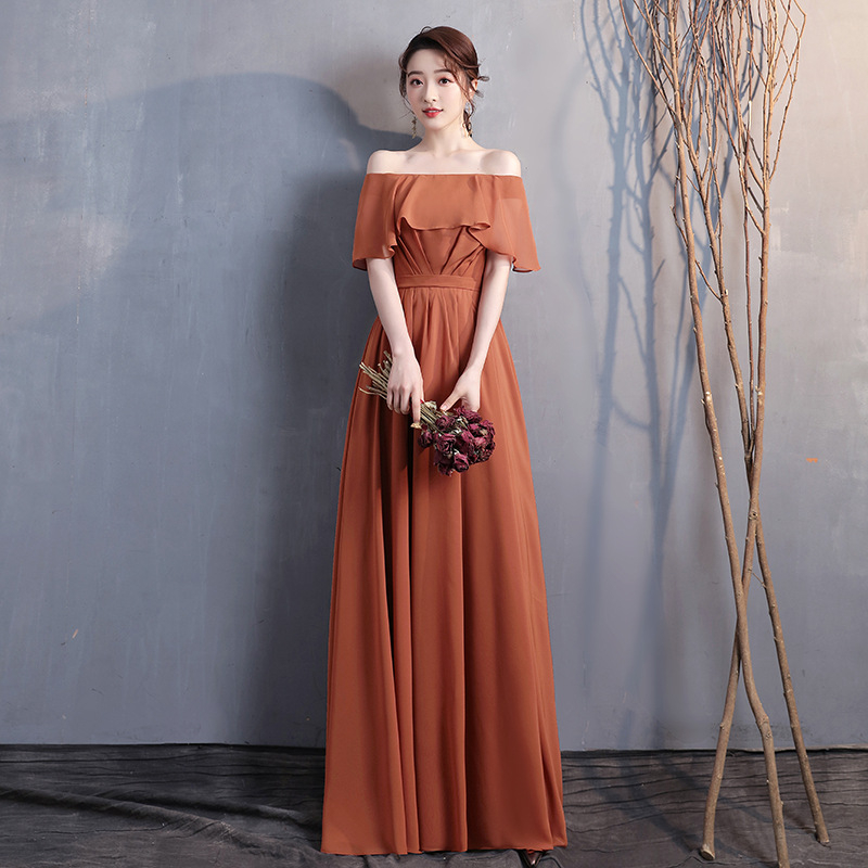 Līgavas māsu kleita, īsas piedurknes, Itāļu apkakle, poliester audums, kāzu laikā