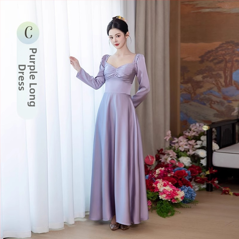 Vakara kleita, mercerizēts poliesters, garas piedurknes, kvadrātiska apkakle, siluete vidējā līmenī (Rudens 2025)