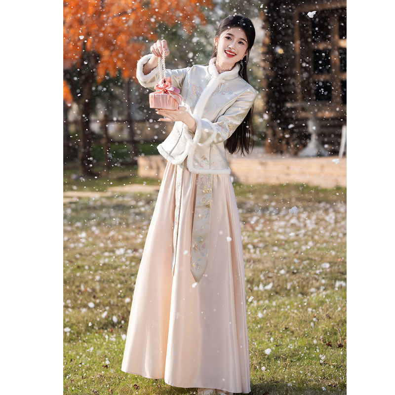 Kāzu draudzenes kleita ķīniešu stilā ar vienu plecu, A līnijas siluets, garas piedurknes, chenille audums, spandex maisījums, elastīga jostasvieta