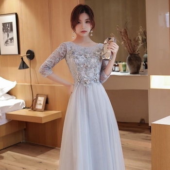 Kleita līgavas palīdzei ar vienu plecu, A līnija, gara kleita, 3/4 piedurknes, chenille audums ar elastānu, pavasaris 2024