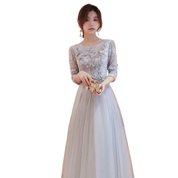 Kleita līgavas palīdzei ar vienu plecu, A līnija, gara kleita, 3/4 piedurknes, chenille audums ar elastānu, pavasaris 2024