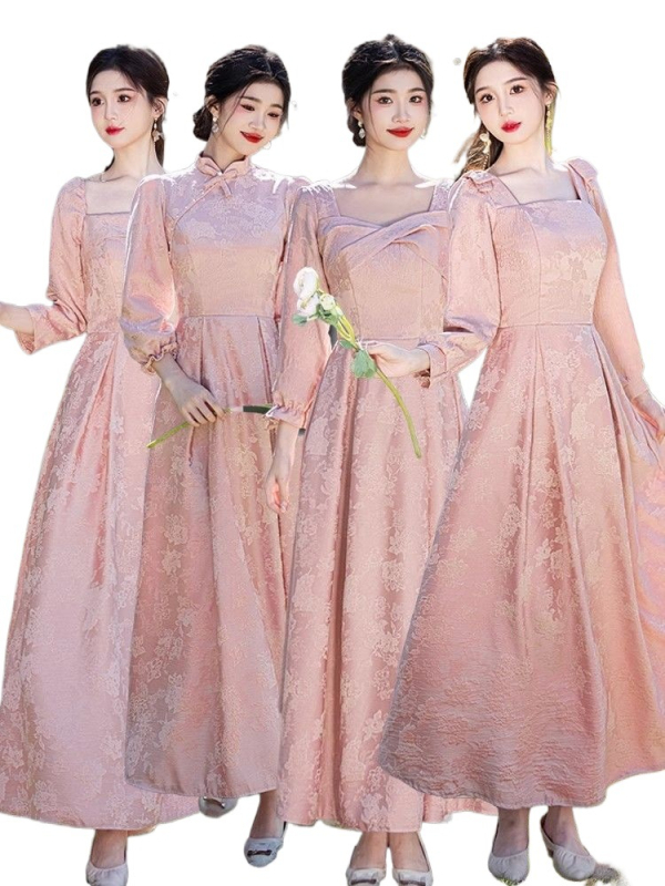 Līgavas māsu kleita no Chenille auduma, 90–95% Spandex, izgriezums uz vienu plecu, A līnija