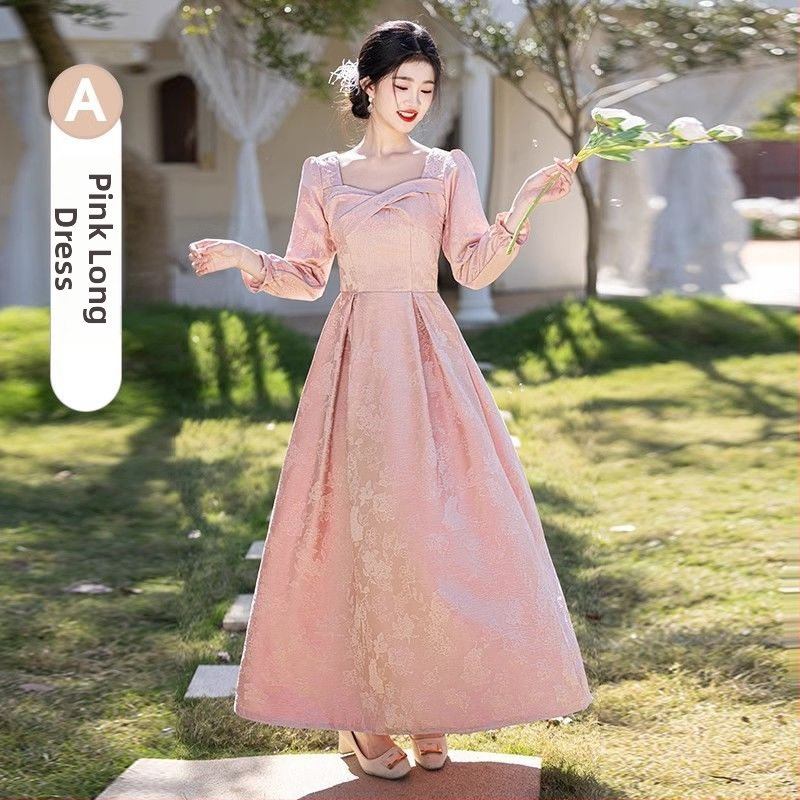 Līgavas māsu kleita no Chenille auduma, 90–95% Spandex, izgriezums uz vienu plecu, A līnija