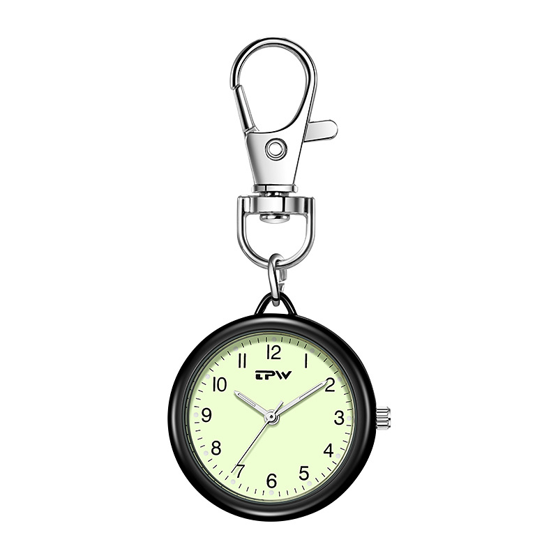 Metāla korpusa atslēgu piekariņa kabatas pulkstenis ar nakts apgaismojumu – kvarca kustība, 30 mm ciparnīca, minerāla stikls, 8 mm biezums