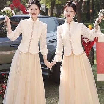 Kleita līgavas draudzenei ar vienu plecu, A līnija, garas piedurknes, gara svārka, chenille audums ar elastānu