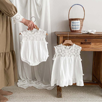 Бебешки памучен ромпер за лято, момичета, корейски стил, без ръкави, за новородени до 1 година