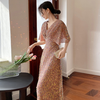 Kleita līgavas palīdzei ar vienu plecu, A līnijas garā kleita no Chenille-Spandex auduma, 2025. gada pavasaris