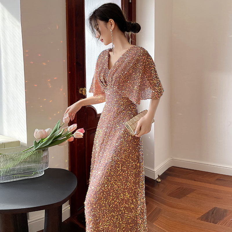 Kleita līgavas palīdzei ar vienu plecu, A līnijas garā kleita no Chenille-Spandex auduma, 2025. gada pavasaris