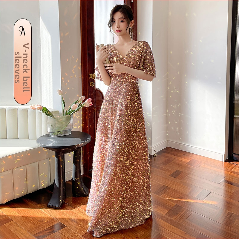 Kleita līgavas palīdzei ar vienu plecu, A līnijas garā kleita no Chenille-Spandex auduma, 2025. gada pavasaris