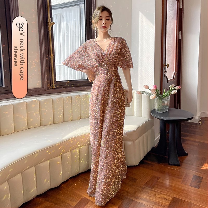 Kleita līgavas palīdzei ar vienu plecu, A līnijas garā kleita no Chenille-Spandex auduma, 2025. gada pavasaris