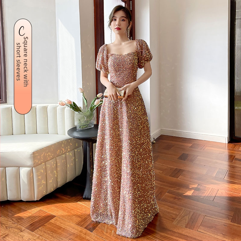 Kleita līgavas palīdzei ar vienu plecu, A līnijas garā kleita no Chenille-Spandex auduma, 2025. gada pavasaris