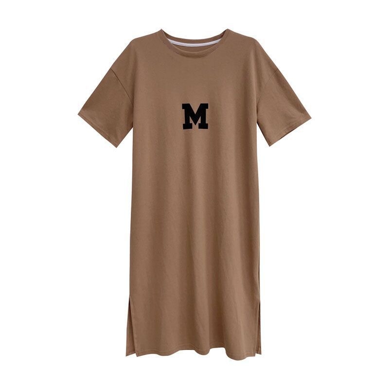 Sieviešu T‑šūru stila kleita, brīvs piegriezums, apaļš kakls, 3/4 garuma piedurknes, poliestera audums