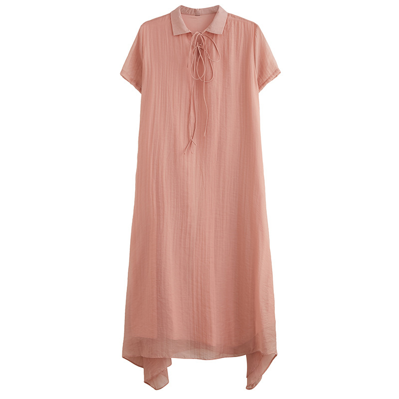 Akrila auduma vienkrāsaina kleita ar stāvā kakla apkakli, garas piedurknes, gara kleita, galvenā auduma saturs 95%+, vasara 2023.