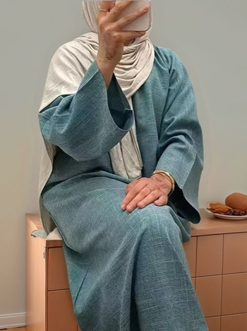 Duga haljina s okruglim izrezom i dugim rukavima, rastezljivi poliester, bez glačanja, straight kroj, casual stil – Jesen 2024