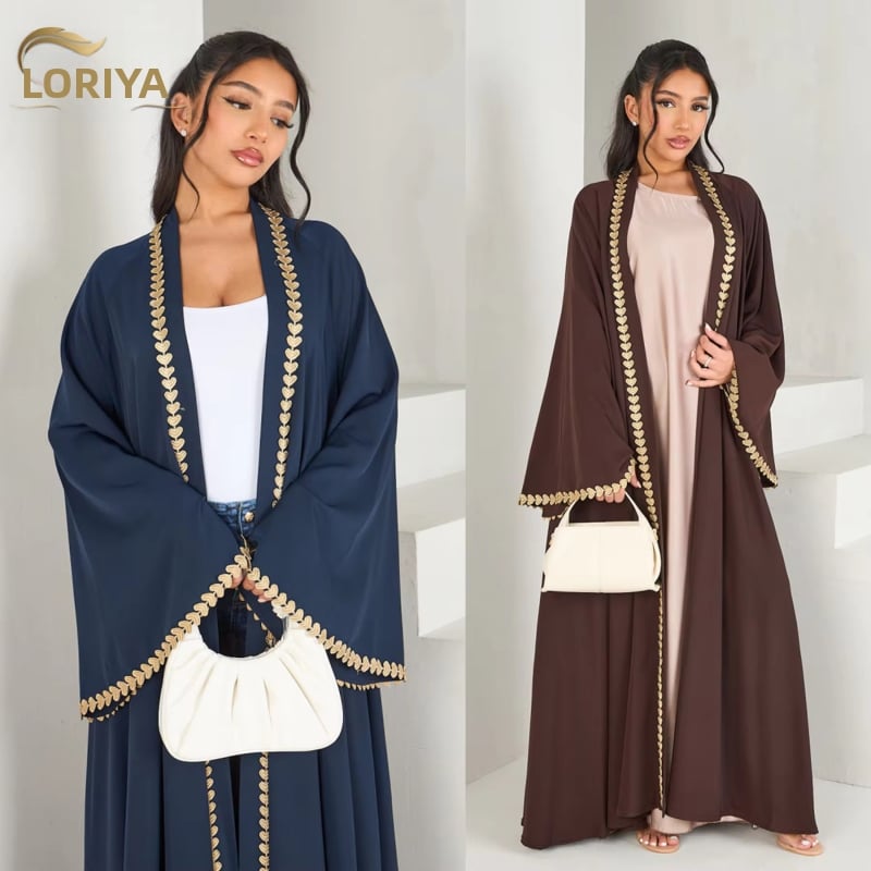 Abaya cardigan 3D mustriga, printsessi varrukad, ümmargune kaelus, pikk lõige, polüester