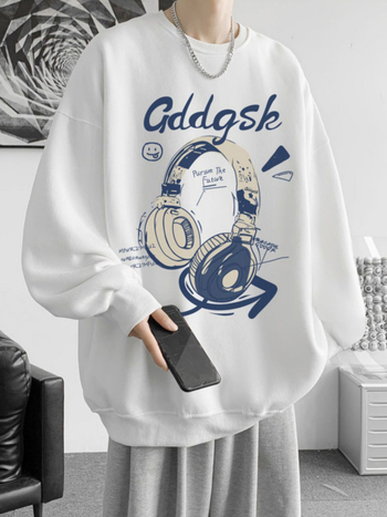 Nova mikina s okruglim vratom za proljeće i jesen, teška, opuštena silueta u američkom streetwear stilu, muška plus veličina, casual za jesen-zimu