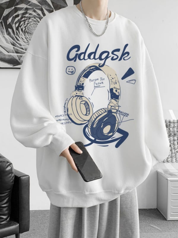 Nova mikina s okruglim vratom za proljeće i jesen, teška, opuštena silueta u američkom streetwear stilu, muška plus veličina, casual za jesen-zimu
